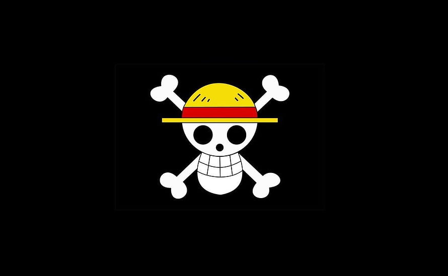One Piece Straw Hat Pirates Jolly Roger Logo on Black Background HD wallpaper