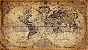 Antique Double Hemisphere World Map with Vintage Cartographic Detail HD wallpaper