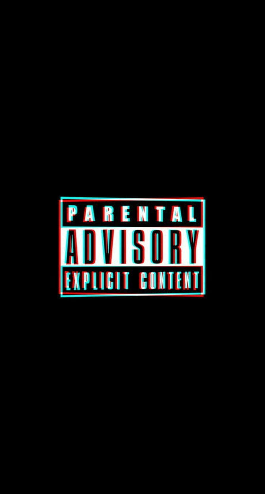 Glitch Effect Parental Advisory Explicit Content Logo on Black Background HD phone wallpaper