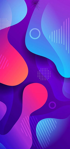 Vibrant Abstract Fluid Shapes with Geometric Patterns in Purple and Pink HD phone wallpaper