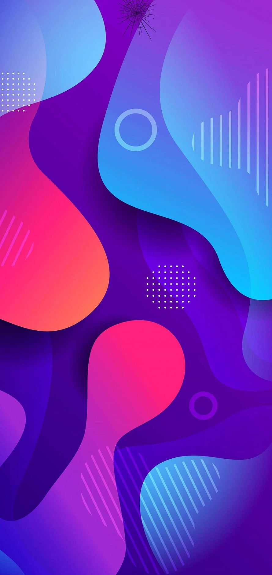 Vibrant Abstract Fluid Shapes with Geometric Patterns in Purple and Pink HD phone wallpaper