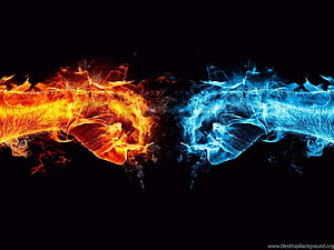 Fire and Ice Energy Clash Abstract Digital Art Wallpaper HD wallpaper