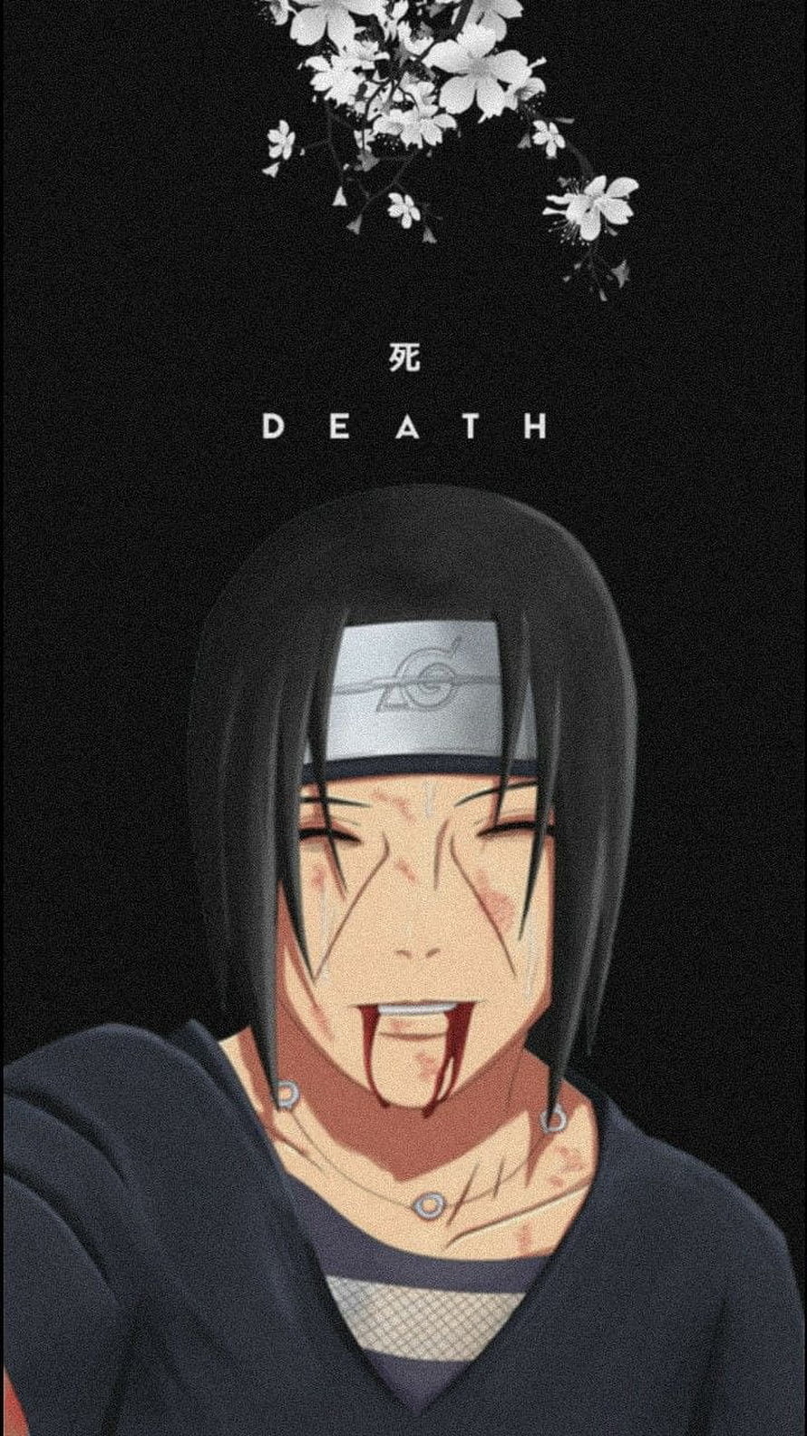 Itachi Uchiha from Naruto Shippuden with Sakura Blossoms and Death Theme HD phone wallpaper