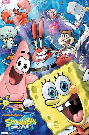 SpongeBob SquarePants Main Cast Underwater Group Poster HD phone wallpaper
