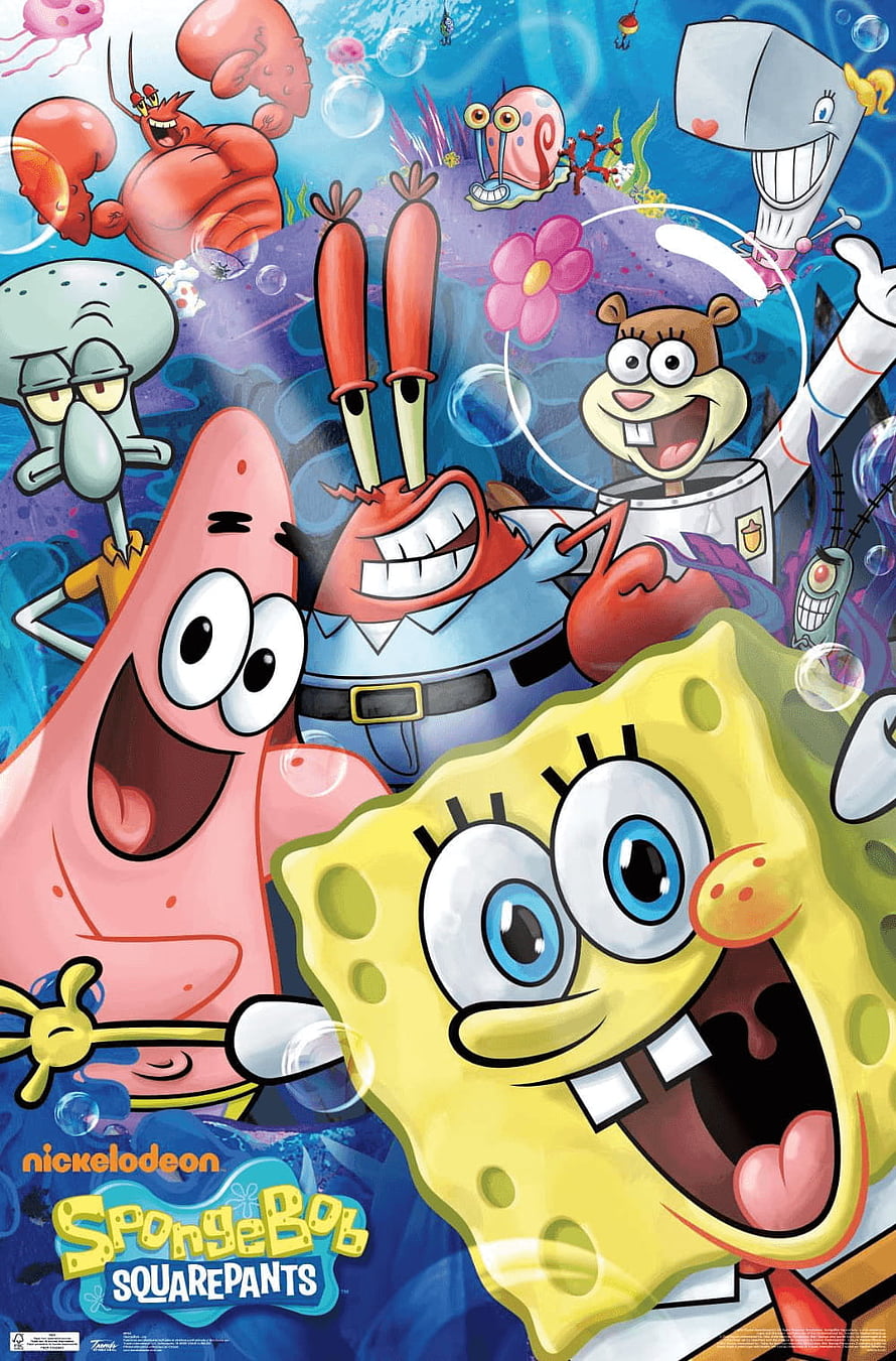 SpongeBob SquarePants Main Cast Underwater Group Poster HD phone wallpaper