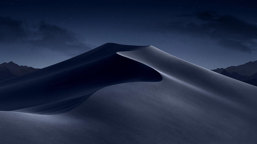 Mac OS Mojave Dynamic Wallpaper Featuring Dark Sand Dunes and Starry Night Sky HD wallpaper