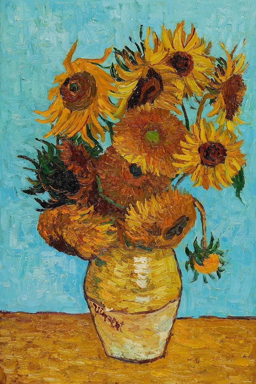 Vincent Van Gogh Sunflowers Oil Painting Still Life with Thick Impasto Brushstrokes HD phone wallpaper
