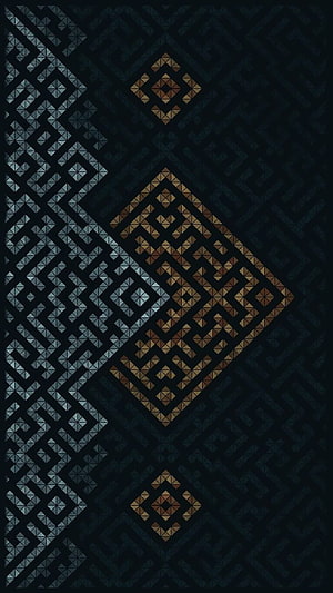 Dark Geometric Mosaic Pattern with Gold and Silver Diamond Accents HD phone wallpaper