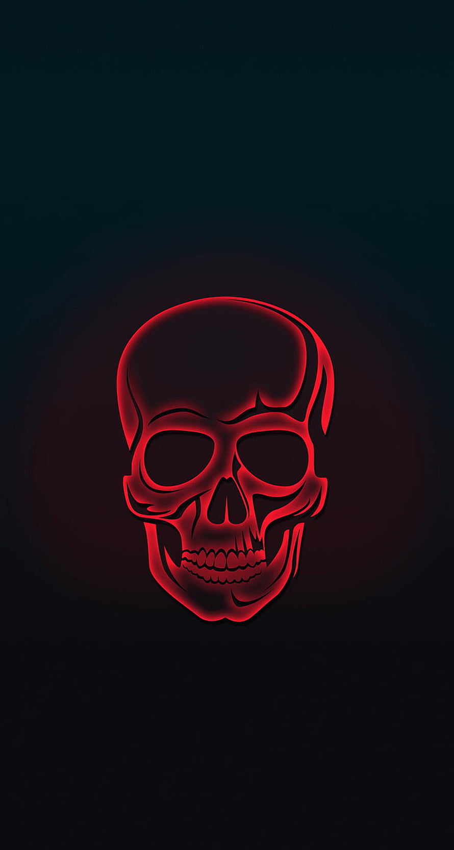 Glowing Neon Red Skull on Dark Background HD phone wallpaper