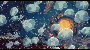Ponyo Underwater Jellyfish Scene With Coral Reef And Ocean Floor HD wallpaper