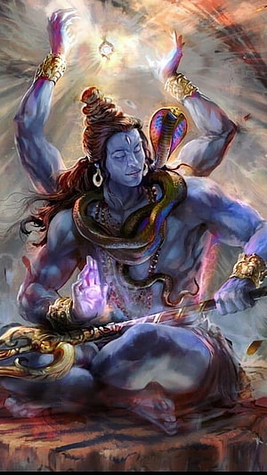 Lord Shiva in Meditative Pose with Cobra and Trishula HD phone wallpaper