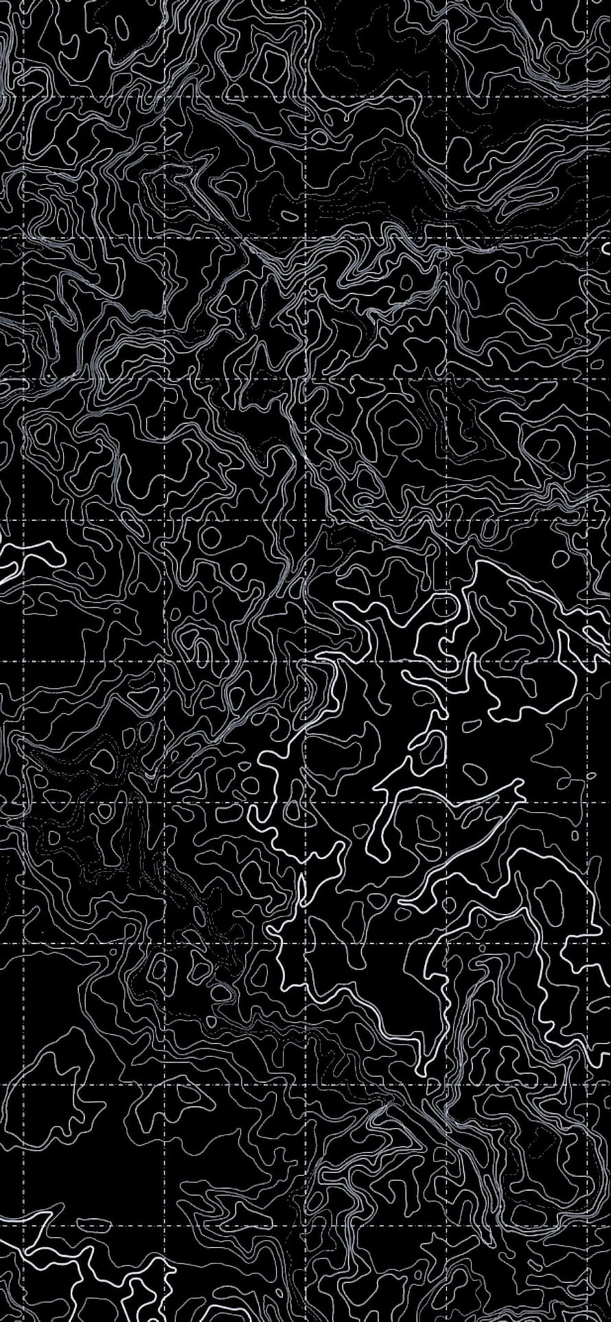 Monochrome Topographic Contour Map with Grid Overlay on Black Background HD phone wallpaper