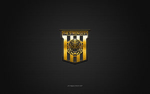 The Strongest Club Emblem with Golden Tiger Crest on Dark Carbon Fiber Surface HD wallpaper