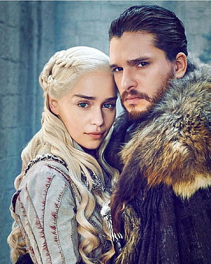 Jon Snow and Daenerys Targaryen in Winter Fur Cloaks from Game of Thrones HD phone wallpaper