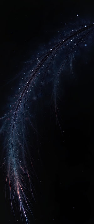 Ethereal Dark Feather with Cosmic Sparkles and Iridescent Glow HD phone wallpaper