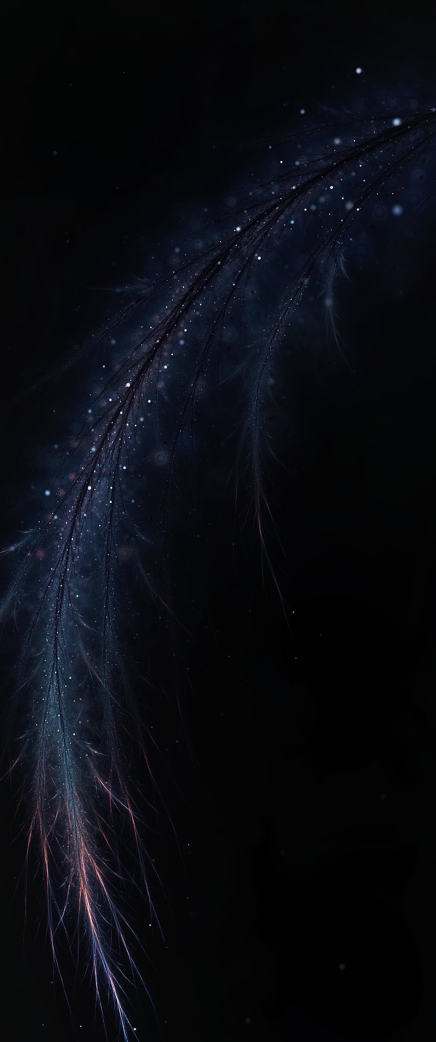 Ethereal Dark Feather with Cosmic Sparkles and Iridescent Glow HD phone wallpaper