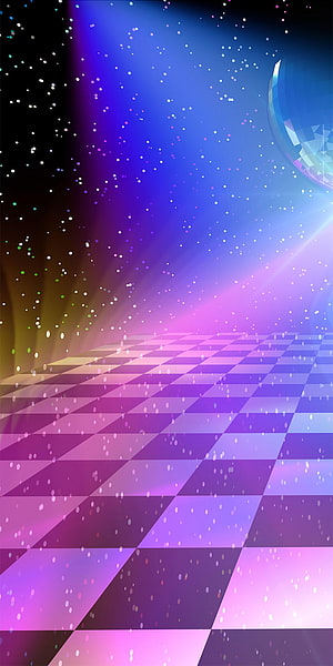 Retro 70s Disco Dance Floor with Neon Lights and Mirror Ball HD phone wallpaper