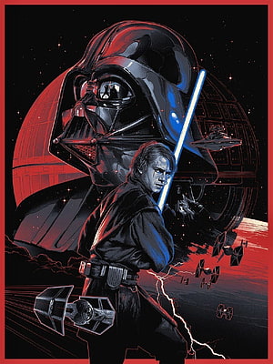 Darth Vader and Anakin Skywalker with Lightsaber and Death Star HD phone wallpaper