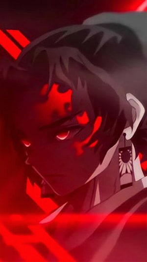 Yoriichi from Demon Slayer in a Dark Red Anime Portrait HD phone wallpaper