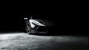 Lamborghini Aventador Black Super Car in Dramatic Low-Key Studio Lighting HD wallpaper