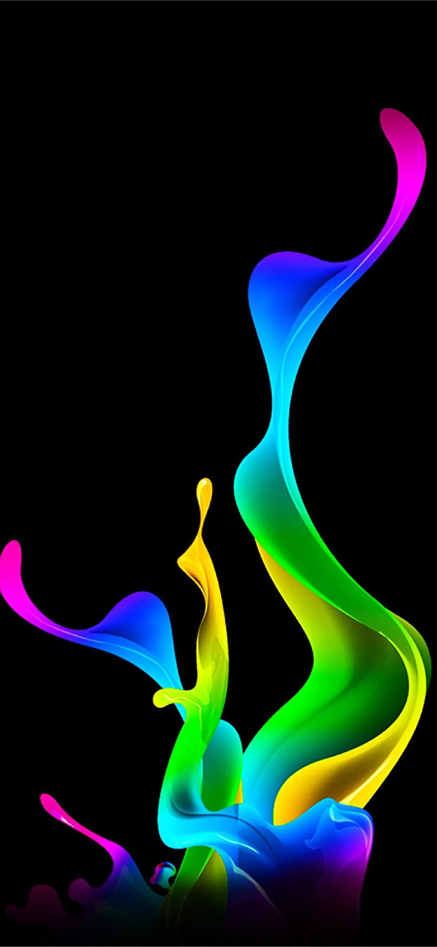 Vibrant Rainbow Liquid Ink Splash on Black Background HD phone wallpaper