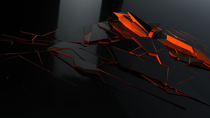 Abstract Black and Orange Geometric Shards on Dark Background HD wallpaper