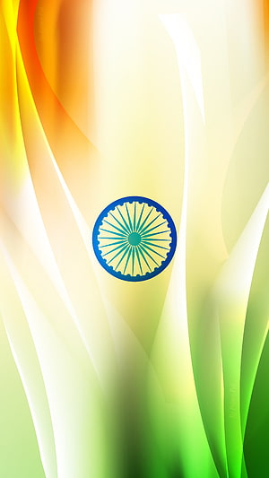 Indian Independence Day Flag with Ashoka Chakra on Abstract Flowing Background HD phone wallpaper