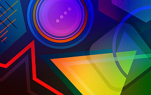 Vibrant Material Design Abstract Geometric Shapes with Triangles and Circles HD wallpaper