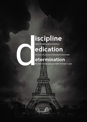 Eiffel Tower Under Stormy Skies with Discipline Dedication Determination Quote HD phone wallpaper