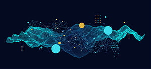 Abstract Digital Wave with Network Nodes and Data Visualization Elements HD wallpaper