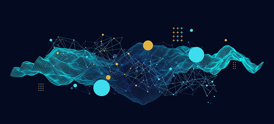 Abstract Digital Wave with Network Nodes and Data Visualization Elements HD wallpaper