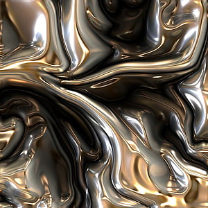 Abstract Liquid Chrome Texture with Flowing Gold and Silver Metallic Waves HD phone wallpaper