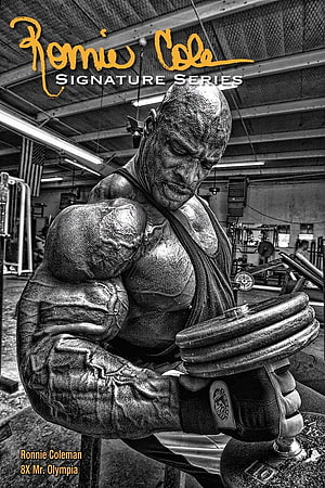Ronnie Coleman Signature Series Gym Portrait With Dumbbell HD phone wallpaper