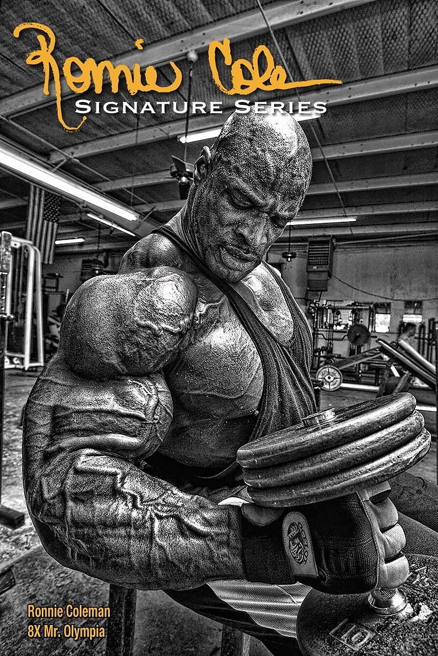 Ronnie Coleman Signature Series Gym Portrait With Dumbbell HD phone wallpaper