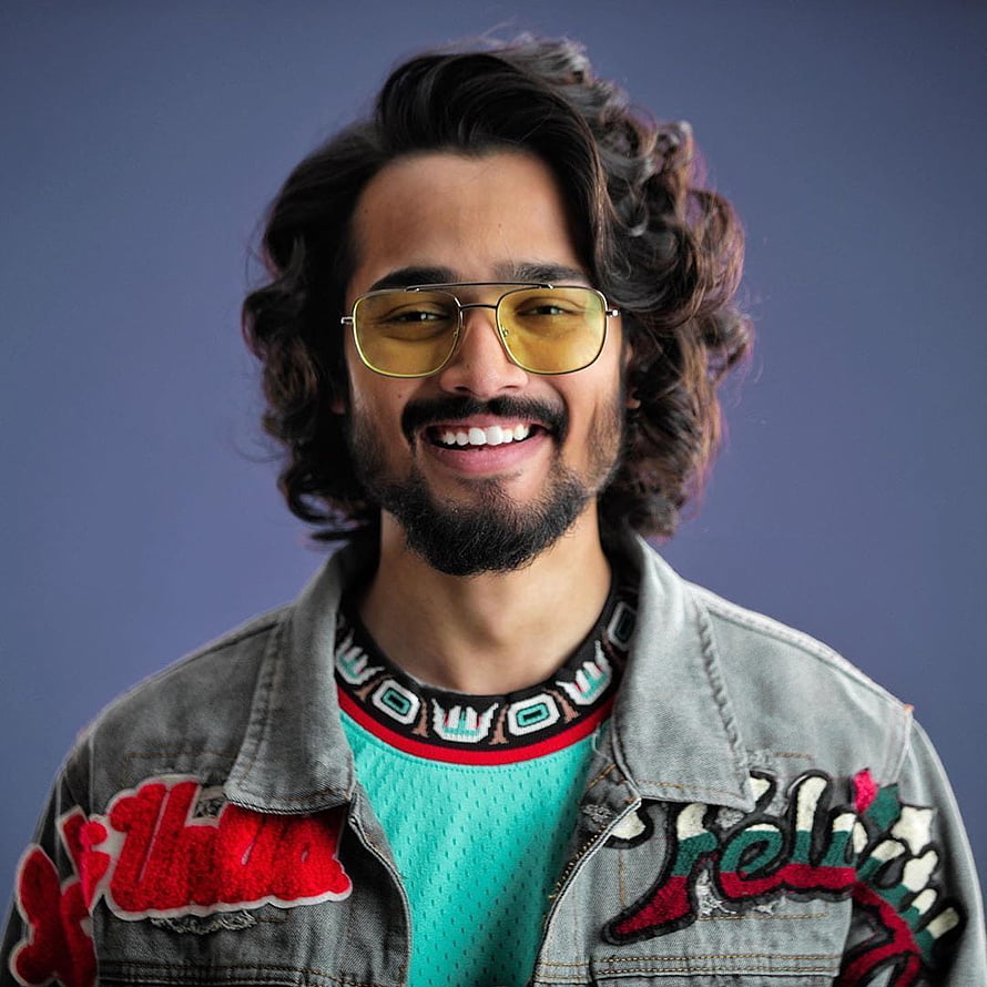 Bhuvan Bam Portrait in Embroidered Denim Jacket and Yellow Tinted Aviator Sunglasses HD phone wallpaper