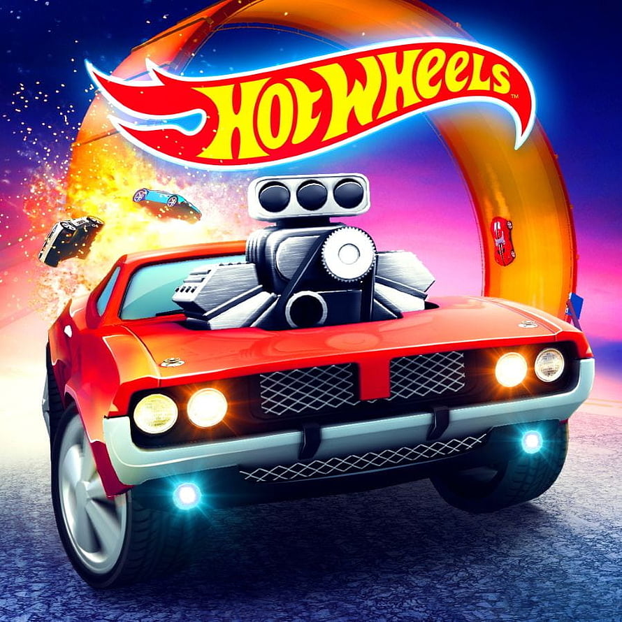 Hot Wheels Infinite Loop Game Artwork Featuring Red Muscle Car and Loop Track HD phone wallpaper