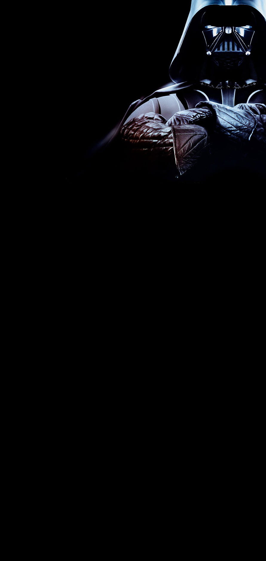 Darth Vader Dark Portrait with Arms Crossed in Dramatic Black and Blue Lighting HD phone wallpaper