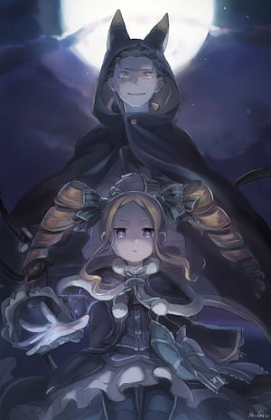 Re Zero Anime Artwork Featuring Subaru and Emilia Under a Full Moon HD phone wallpaper
