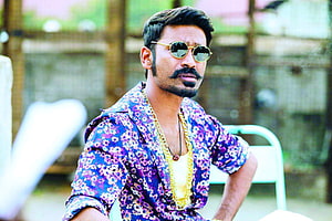 Dhanush in Maari 2 wearing round sunglasses and a vibrant floral shirt HD wallpaper
