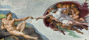 Michelangelo's The Creation of Adam Fresco Detail from the Sistine Chapel Ceiling HD wallpaper