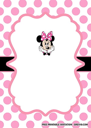 Minnie Mouse Pink Polka Dot Invitation Template with Scalloped Frame and Bow HD phone wallpaper