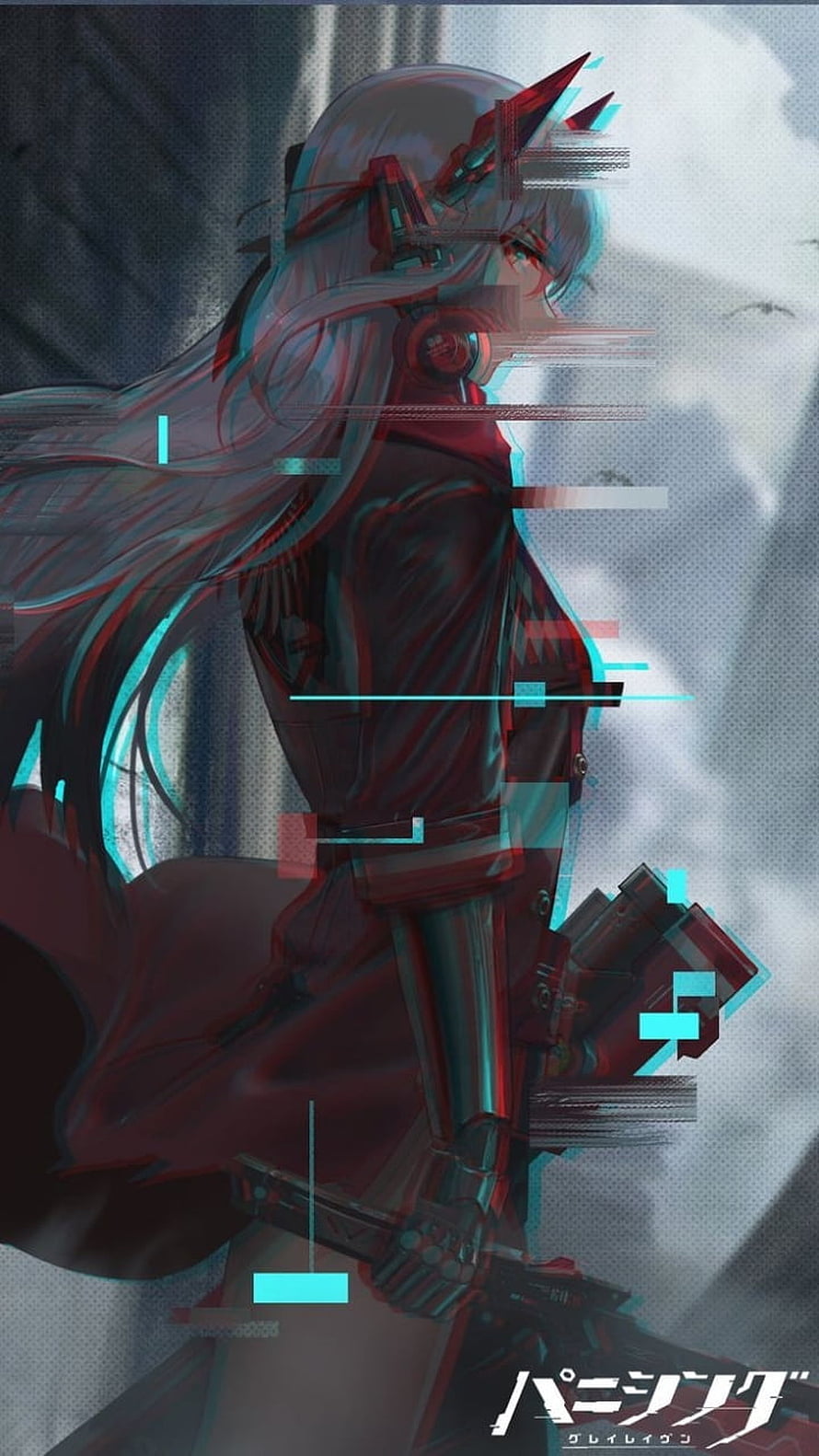 Lucia Alpha from Punishing: Gray Raven in Cyberpunk Glitch Art Style HD phone wallpaper