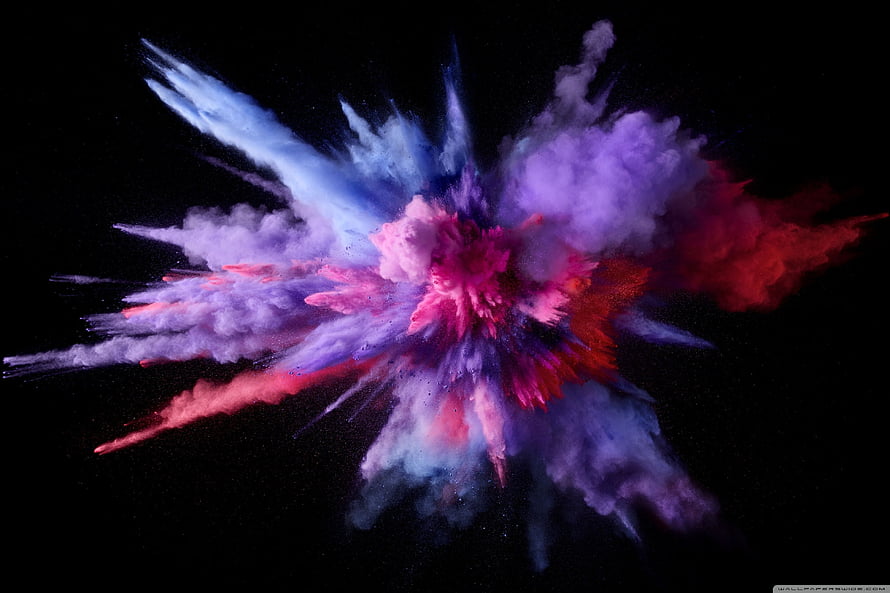 Vibrant Purple and Pink Powder Explosion on Black Background HD wallpaper