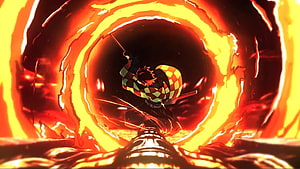Tanjiro Kamado Performing Hinokami Kagura in Fiery Sun Breathing Animation HD wallpaper