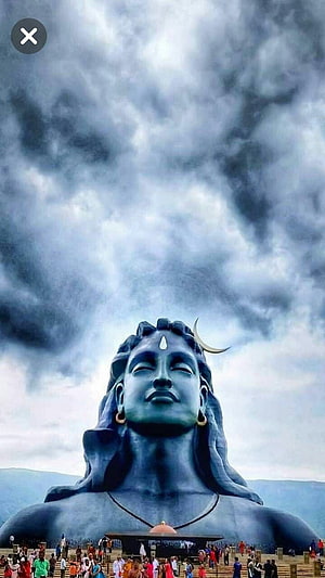 Adiyogi Shiva Statue Under Dramatic Stormy Sky HD phone wallpaper