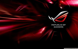 Republic of Gamers Logo on Dark Red Abstract Background HD wallpaper