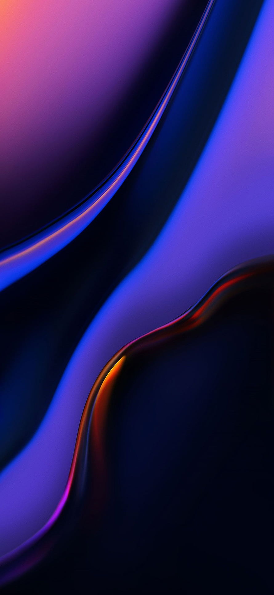 Abstract Liquid Metal Waves with Neon Blue and Purple Gradient Glow HD phone wallpaper