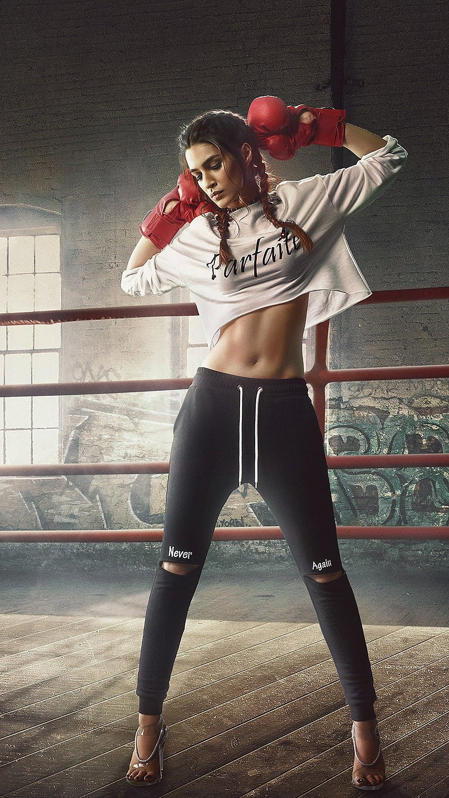 Kriti Sanon in Boxing Ring with Red Gloves and Streetwear HD phone wallpaper