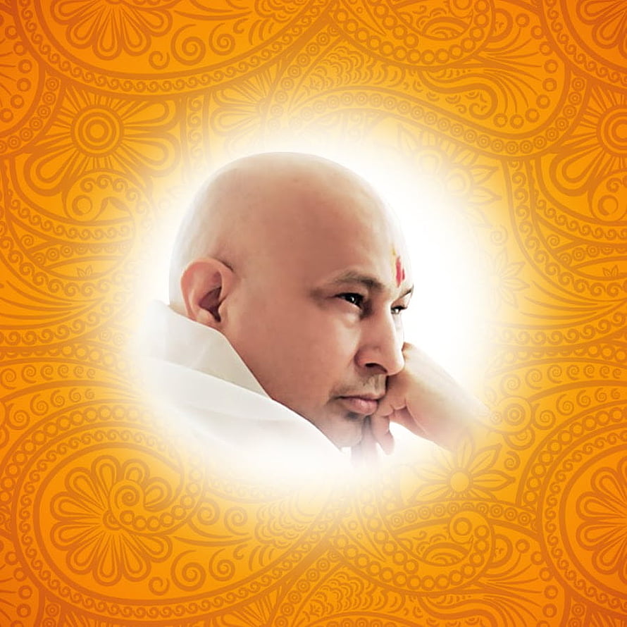 GuruJi Portrait with Turmeric Mandala Background and Spiritual Aura HD phone wallpaper