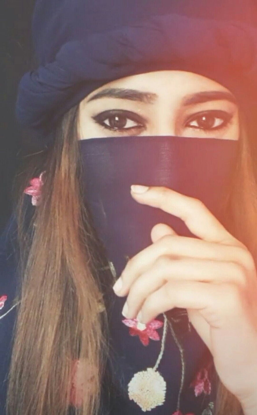 Stylish Woman Wearing Niqab and Hijab with Floral Embroidery HD phone wallpaper